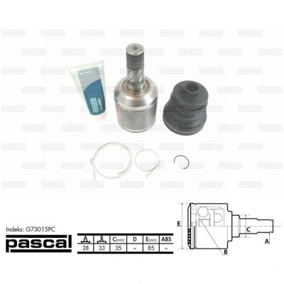 Afbeelding van Homokineet reparatie set, aandrijfas PASCAL G73015PC