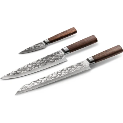 Afbeelding van BARE Cookware Messenset, 3 delig, Duits staal en Levenslange Garantie Klassiek trio, hoogwaardig du