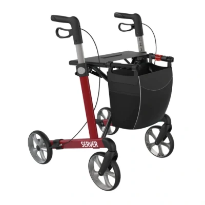 Afbeelding van Server Lichtgewicht Rollator Rood Medium Standaard banden