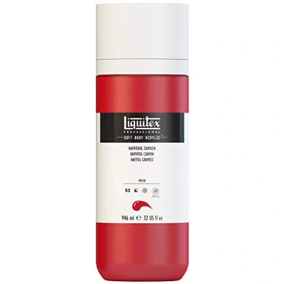 Afbeelding van Liquitex 1946292 Professionele Acrylverf Soft Body Kunstenaarsverf in romig dekkende consistentie, hoge pigmentatie, lichtecht &amp; verouderingsbestendig, 946ml fles Naphthol Red Carmine