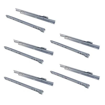 Afbeelding van Emuca Ladelopers 300mm met gedeeltelijke verlenging in zilvergrijze kleur, set van 5 schuifregelaars voor lade