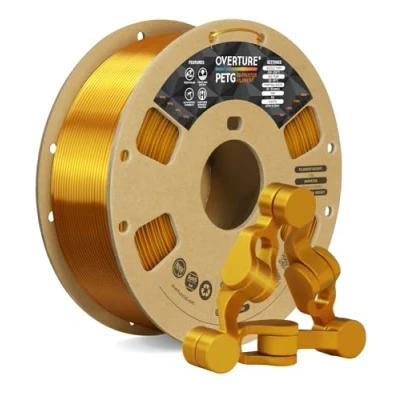 Afbeelding van OVERTURE PETG Filament verbeterde 1,75 mm, spoel van 1 kg, 3D printerfilament voor printers, maatnauwkeurigheid +/ 0,02 goud