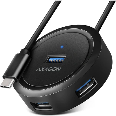 Afbeelding van AXAGON HUE P1C 4x USB 3.2 Gen 1 ROUND hub, micro power IN, 30cm C cable