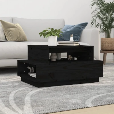 Afbeelding van Salontafel 80x55x40,5 cm massief grenenhout zwart