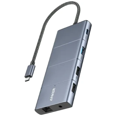 Afbeelding van Anker 565 11 in 1 USB C hub, 10 Gbps &amp; A datapoorten, 4K HDMI, DisplayPort, 100W PD, 2 2.0 gegevens, Ethernet, AUX, microSD en SD, geschikt voor XPS meer