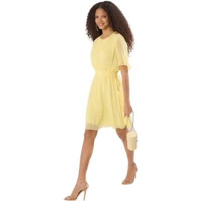 Afbeelding van Trendyol Gele Geplooide Gevoerde Chiffon Vloeiende Geweven Mini Jurk Twoss25El00119