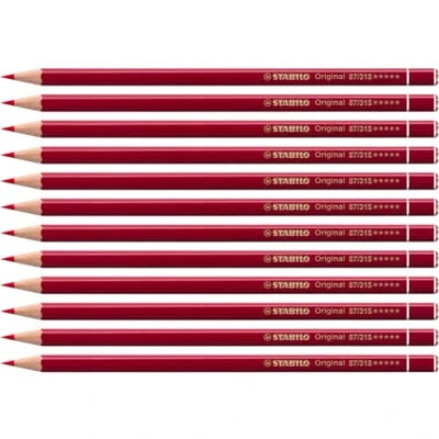 Afbeelding van Premium kleurpotlood STABILO Original 12 stuks permanent rood donker