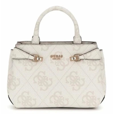 Afbeelding van GUESS Schoudertas Handtas Lorelei Mini Satchel Bag Bone Logo Crème