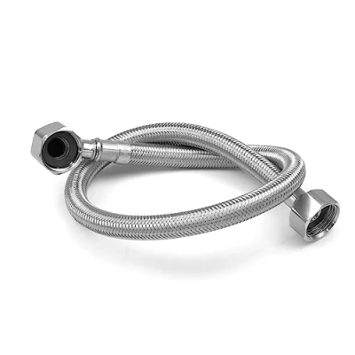 Afbeelding van Xcel Home WRAS Goedgekeurde elleboog 1/2 (90) x BSP 500 mm flexibele buisconnector Flexi 304 roestvrij staal gevlochten slang voor ketels badkamer en keuken 2 maten enkele buis Sanitair