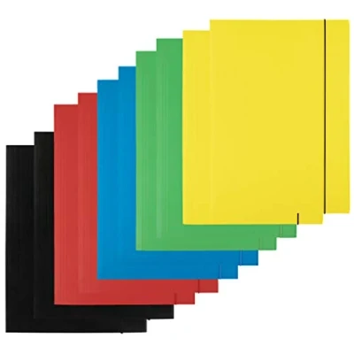 Afbeelding van D.RECT Verzamelmap, 10 stuks (2 per kleur 5 x 2), kartonnen omslagmap met rubber, map elastiek voor DIN A4, 3 kleppen 300 g, snelhechter kleurrijk gesorteerd