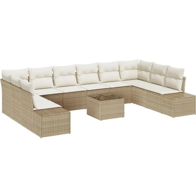 Afbeelding van vidaXL 11 delige Tuin Sofa Set met Kussens Bruin Poly Rattan