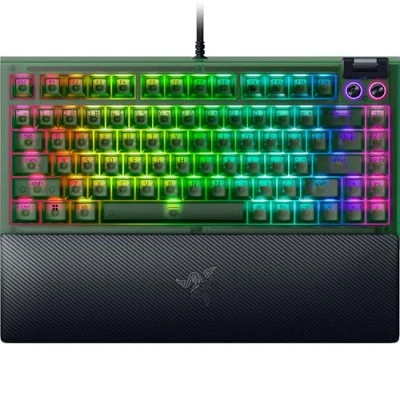 Afbeelding van Razer BlackWidow V4 75% Phantom Green Edition Hot swappable Mechanical Gaming Keyboard (oranje tactiele schakelaars, media roller met 2 speciale knoppen) US Layout