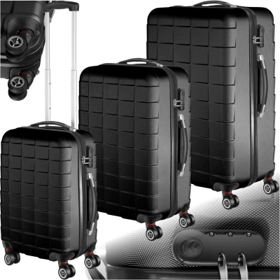 Afbeelding van tectake kofferset Trolleyset 3 dlg hardshell zwart 402669