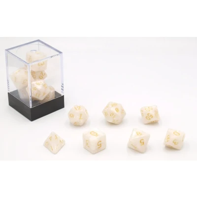 Afbeelding van Dobbelstenen Wit Parelmoer 7 set Brick