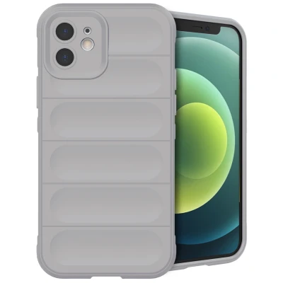 Afbeelding van Apple iPhone 12 Hoesje Siliconen en TPU (zacht) iMoshion Softcase/Backcover Grijs Telefoonhoesje