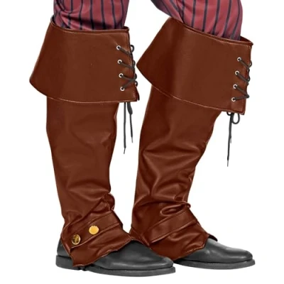 Afbeelding van Widmann 09816 Paar kunstleren laarshoezen, unisex volwassene, piraat, musketier, ridder, middeleeuwen, carnaval, bruine kleur
