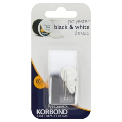 Afbeelding van Korbond Zwart en Wit draad, Polyester, 100m