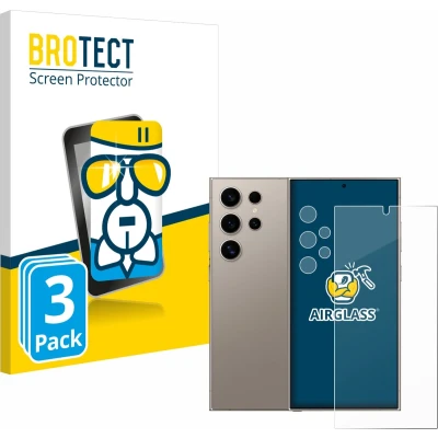 Afbeelding van BROTECT Glas Screen Protector voor Samsung Galaxy S24 Ultra (case friendly) (Voor+Camera) (3 Stuks) Schermbeschermer [9H, Folie niet Glas]