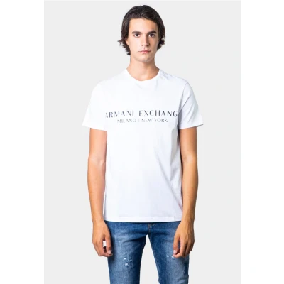 Afbeelding van Armani Exchange heren T shirt met logoprint in de kleur Wit, maat: L