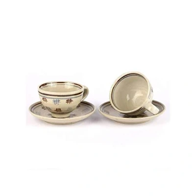 Afbeelding van Set van 2 kopjes, mooi Japans design, kopjes en schoteltjes