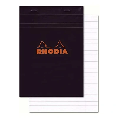Afbeelding van Rhodia 126009C notitieblok (geniet, gelinieerd, microgeperforeerd, 85 x 120 mm, 80 vellen) 1 stuk zwart