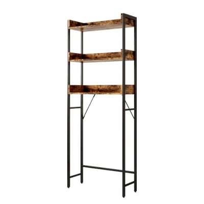 Afbeelding van Vicco Wasmachinekabinet &quot;Fyrk&quot;, Eiken rustiek/Zwart, 64 x 165 cm met 2 open vakken