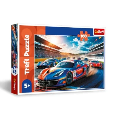 Afbeelding van Trefl Snelle Racer Puzzel met 100 Stukjes Legpuzzel voertuigen, Creatief Vermaak, Leuk voor Kinderen vanaf 5 jaar