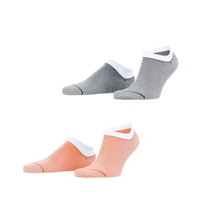 Afbeelding van ESPRIT Heren Korte sokken Fine Stripe Multipack M Sn katoen kort gedessineerd 2 paar, Veelkleurig Black Orange 0140, 39 42