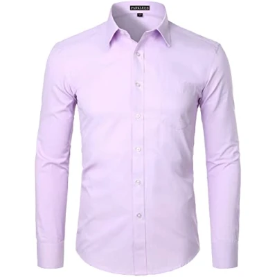 Afbeelding van PARKLEES Herenhemd met lange mouwen, slimfit, vrije tijd, business, bruiloft, hemd borst, Micro Twilled Lavendel, S