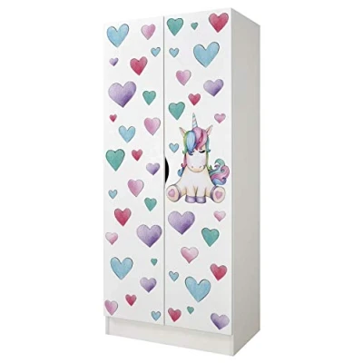 Afbeelding van Leomark Wit functionele Houten Kast Roma kast, kinderkast, Scandinavische stijl, afmetingen: 70 x 42,5 161,5 cm (Hoogte) (eenhoorn)