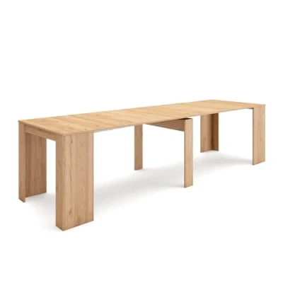 Afbeelding van Skraut Home Uitschuifbare Consoletafel Console table 300 Voor 14 personen Tafel Moderne stijl Eiken