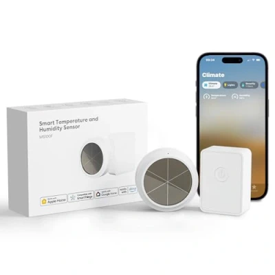 Afbeelding van Meross WLAN Hygrometer Thermometer Indoor, inclusief een Hub, slimme temperatuur en vochtigheidssensor met app melding, compatibel Apple HomeKit, Alexa, Google Home, SmartThings