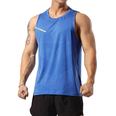 Afbeelding van Mannen Atletische Training Tops Mouwloze Hardloopshirts Opleiding Sneldrogend Sportschool Sportkleding Blue L