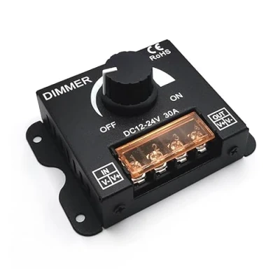 Afbeelding van LED dimmer DC 12V 24V voor strips helderheidsregelaar lichtbalk PWM regelaar 30A zwart