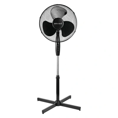 Afbeelding van BRASQ Statiefventilator Zwart 40 cm Stille Ventilator Fan 3 Snelheidsstanden Verstelbaar kantelbaar
