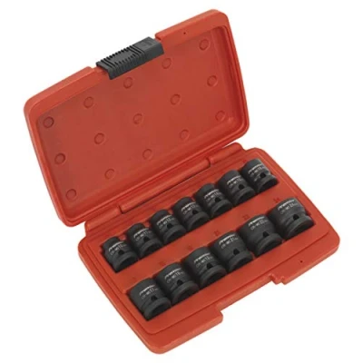 Afbeelding van Sealey Ak5613lp Low Profile métrique Douille à impact avec 1/5,1 cm SQ Drive, Rouge, Lot de 13