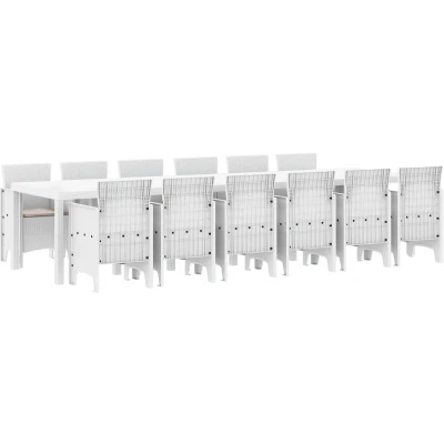 Afbeelding van vidaXL 13 delige tuinset met kussens in wit poly rattan
