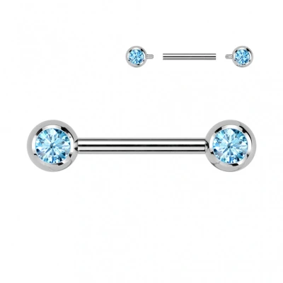 Afbeelding van Piercing titanium steen rond aqua 16mm