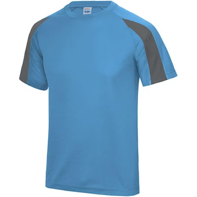 Afbeelding van Vegan T shirt &#039;Contrast&#039; met korte mouwen Sapphire Blue/Charcoal XXL