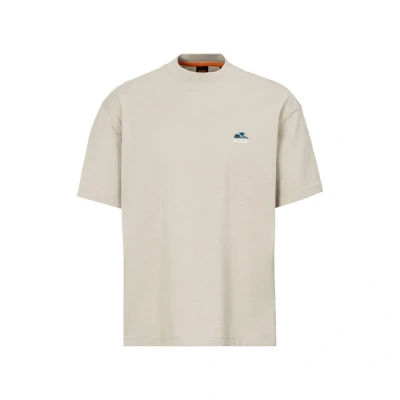 Afbeelding van BOSS Numbers Tshirt print, Heren, Maat: Large, Light beige