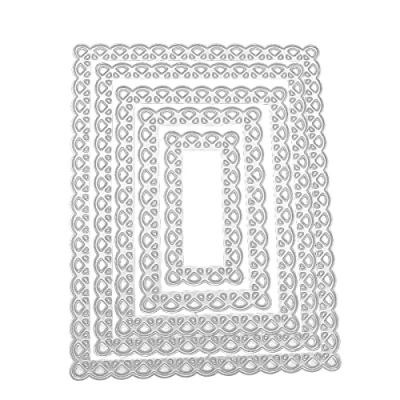 Afbeelding van WANGCL 5Pcs Kant Rechthoek Frame Metalen Die Cuts, Kerst Wave Lange Vierkante Snijden Dies Cut Stencils Voor Diy Scrapbooking Album Decoratieve Embossing Papier Card Maken