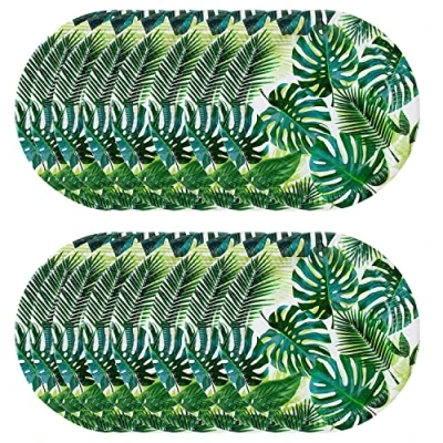 Afbeelding van Talking Tables Groene tropische borden 24 stuks Wegwerp papieren servies van palmblad voor kinderjunglefeest, Hawaiiaans thema, zomer Luau, picknick, PALMPLATES24, 24pack