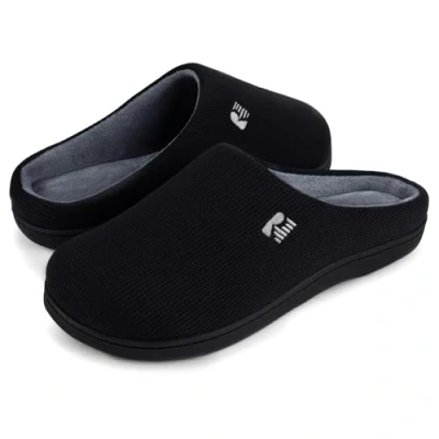 Afbeelding van RockDove Originele tweekleurige pantoffels van traagschuim voor heren, Zwart en Grijs, 42 EU