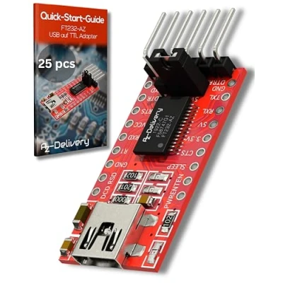 Afbeelding van AZDelivery 3 x FTDI Adapter FT232RL USB naar TTL Serial voor 3.3V en 5V compatibel met Arduino Inclusief E Book!