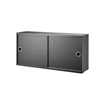 Afbeelding van String kast met schuifdeur essenhout zwarte beits, 78x20 cm