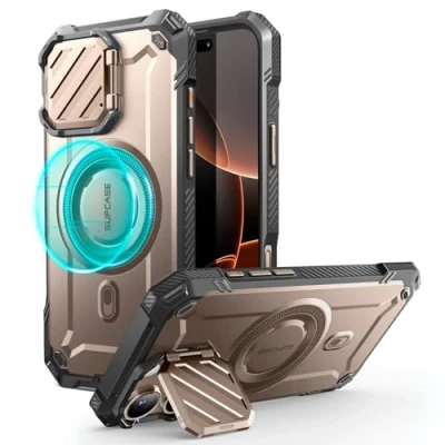 Afbeelding van SUPCASE Hoesje iPhone 16 Pro Magnetisch met Camerabeschermer Standaard Verstelbare [MagSafe Compatibel] (UBMag XT) Robuuste Militaire Bescherming voor Pro, Roségoud