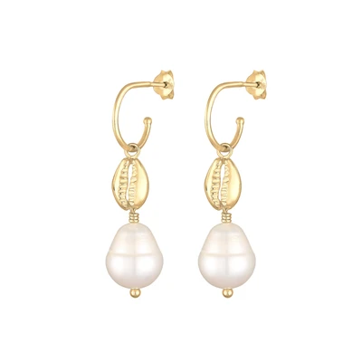 Afbeelding van Elli Shell Classy Oorbellen goldcolored, Dames, Maat: One Size, Gold colored