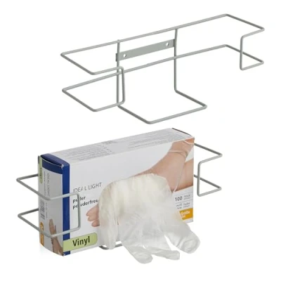 Afbeelding van Relaxdays handschoendispenser set van 2 metaal wandhouder handschoenen grijs