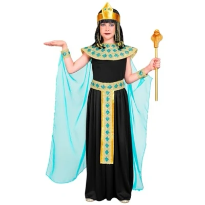 Afbeelding van Widmann Egypte Kostuum Egyptische Koninklijke Hoogheid Meisje Zwart Maat 140 Carnavalskleding Verkleedkleding