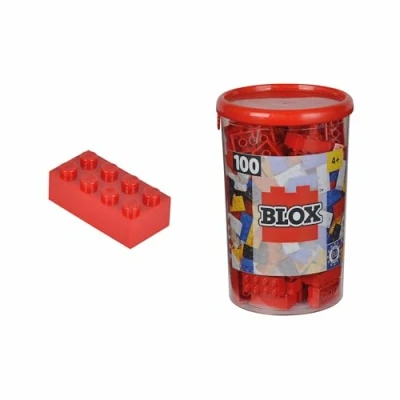 Afbeelding van Simba 104118905 Blox, 100 rode bouwstenen voor kinderen vanaf 3 jaar, 8 stuks, inclusief doos, hoge kwaliteit, volledig compatibel met vele andere fabrikanten